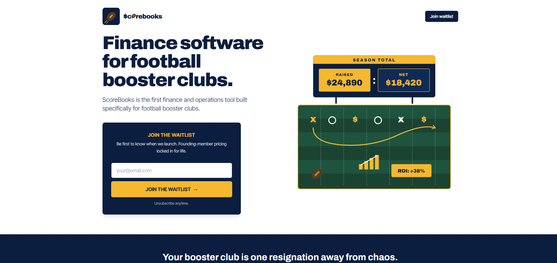 Screenshot of Scorebooks Landing Page